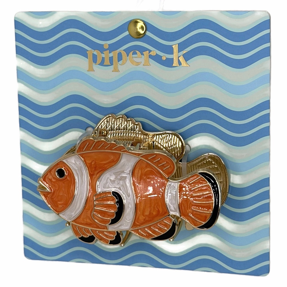 Piper K Fish Hair Claw Clip Orange White Gold Tone